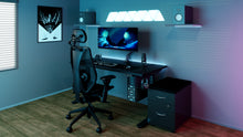 Load image into Gallery viewer, tCentric Hybrid with Mesh Backrest and Upholstered Seat Midnight Black