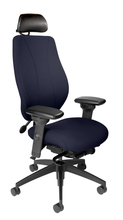 Load image into Gallery viewer, tCentric Hybrid with Upholstered Backrest and Seat, Synchro Glide Mechanism, Midnight Black Frame, Open House Midnight Upholstery