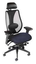 Load image into Gallery viewer, tCentric Hybrid with Mesh Backrest and Upholstered Seat, Synchro Glide Mechanism, Midnight Black Frame, Open House Midnight Upholstery

