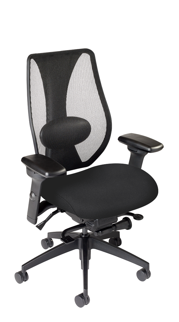 tCentric Hybrid with Mesh Backrest and Upholstered Seat, Synchro Glide Mechanism, Midnight Black Frame, Open House Onyx Upholstery