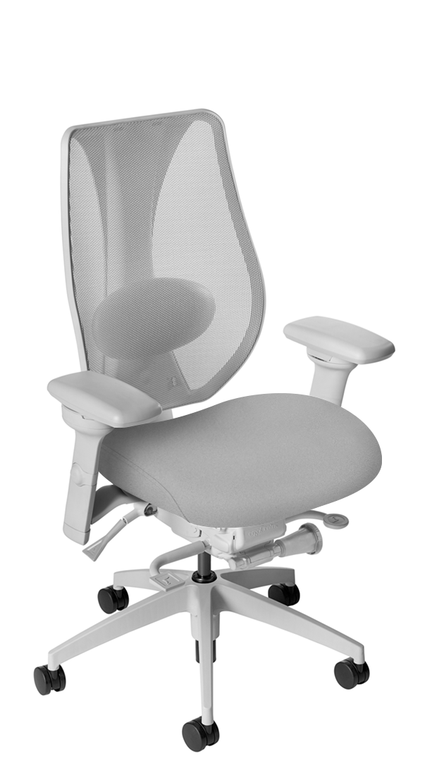 tCentric Hybrid with Mesh Backrest and Upholstered Seat, Synchro Glide Mechanism, Light Grey Frame, Open House Asteroid Upholstery