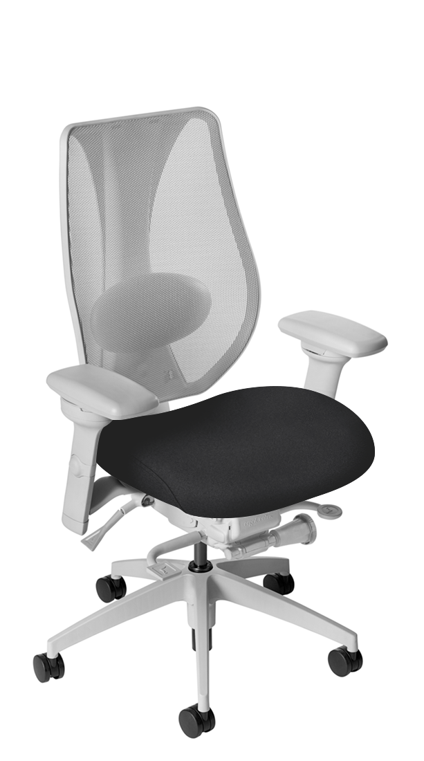 tCentric Hybrid with Mesh Backrest and Upholstered Seat in Light Grey Frame